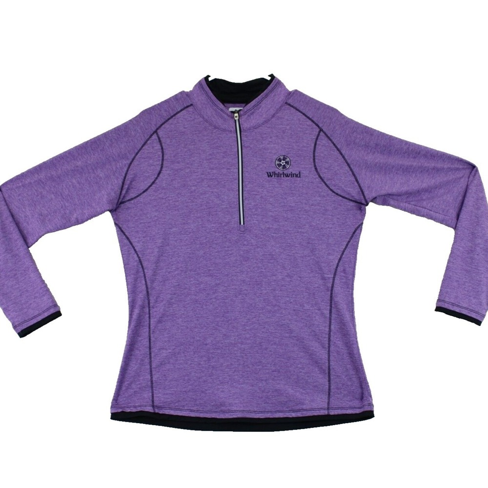 Footjoy FJ Womens Purple 1/4 Zip Long Sleeve Pullover Top Whirlwind Logo Golf M